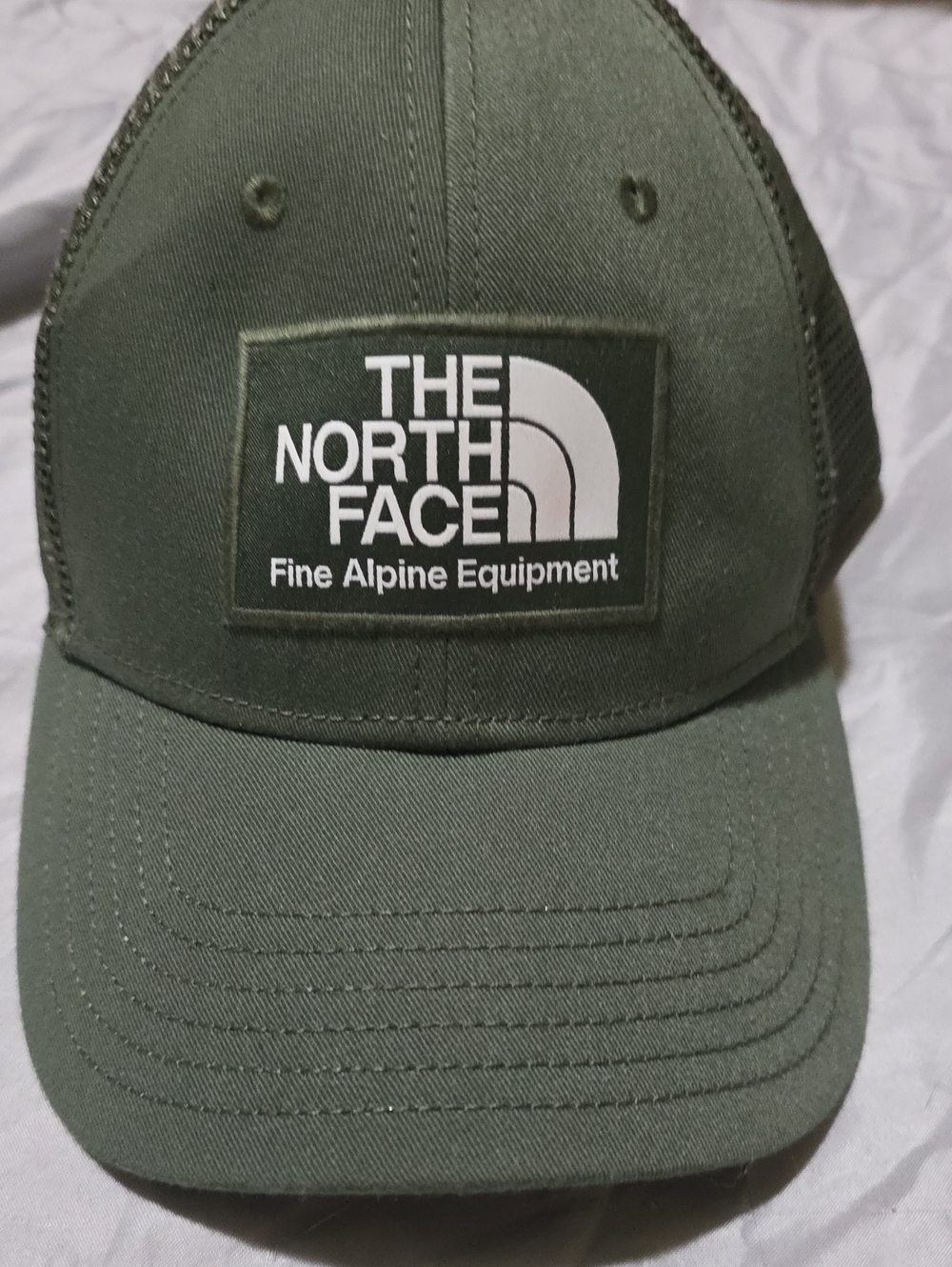 The North Face Olive Green Logo Trucker Hat